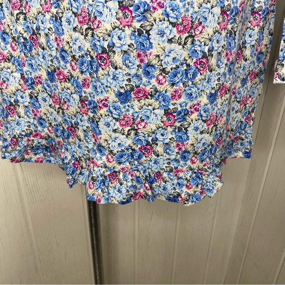 Nasty Gal Floral Print Dress 10 Blue Pink White Long Sleeve Mini Ruffles - Picture 7 of 12